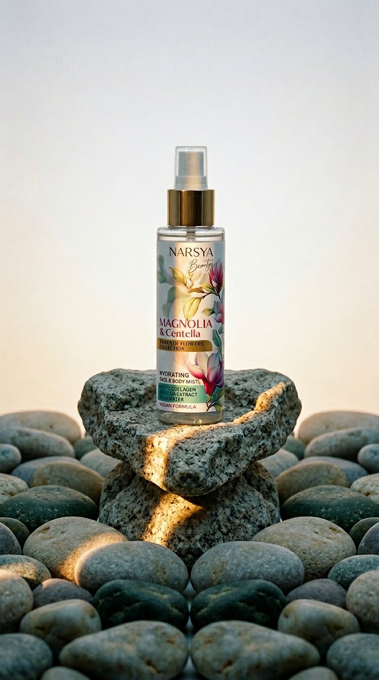 AI product shot of ХИДРАТИРАЩ МИСТ ЗА ЛИЦЕ И ТЯЛО MAGNOLIA&CENTELLA