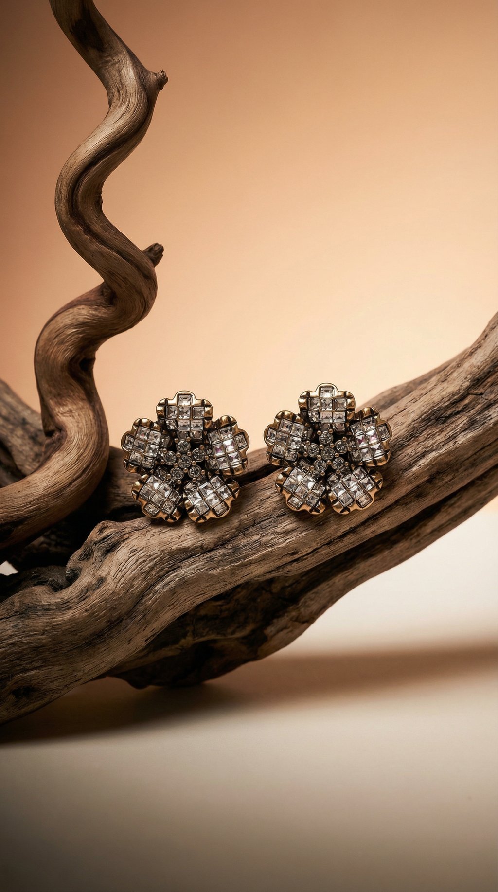 AI product shot of Crystal Bloom Earrings