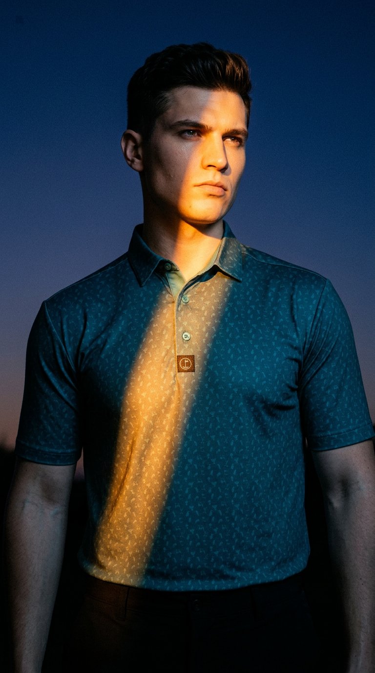 AI product shot of Sunday Green Polo