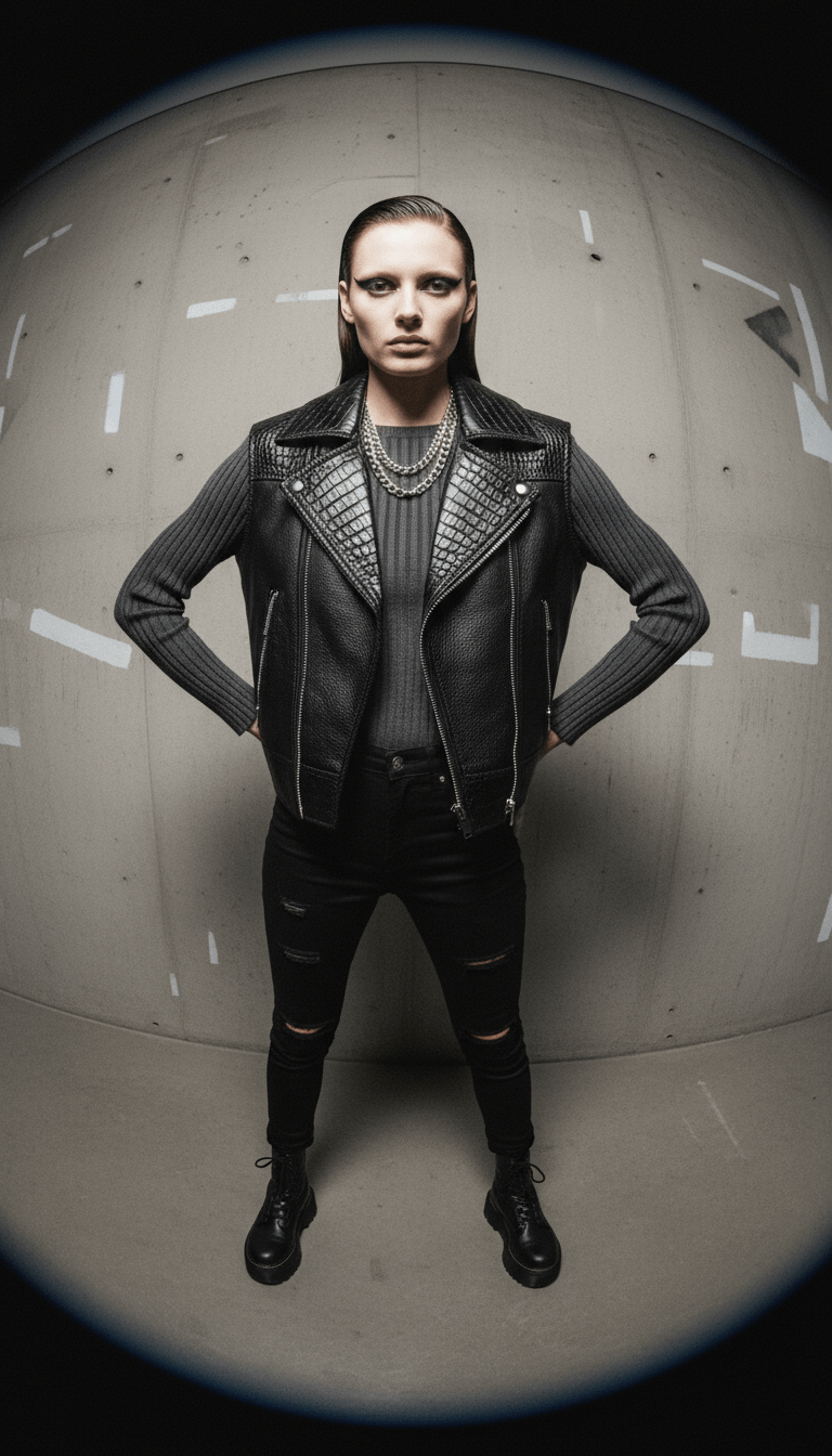 AI product shot of AUS BLACK "OFF THE RACK" LEATHER / CROC