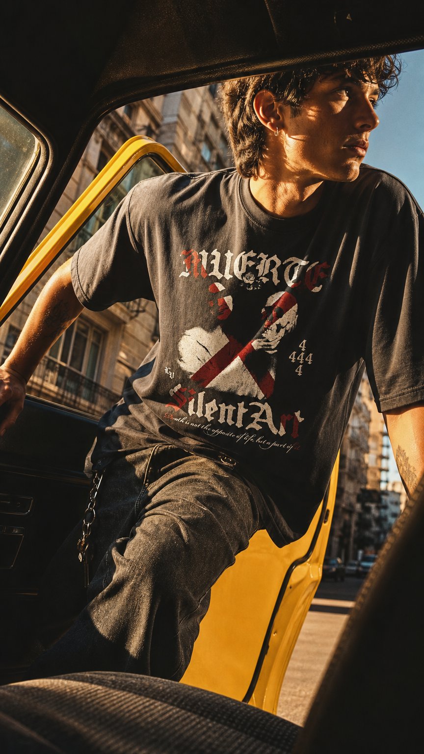 AI product shot of La Muerte Tee