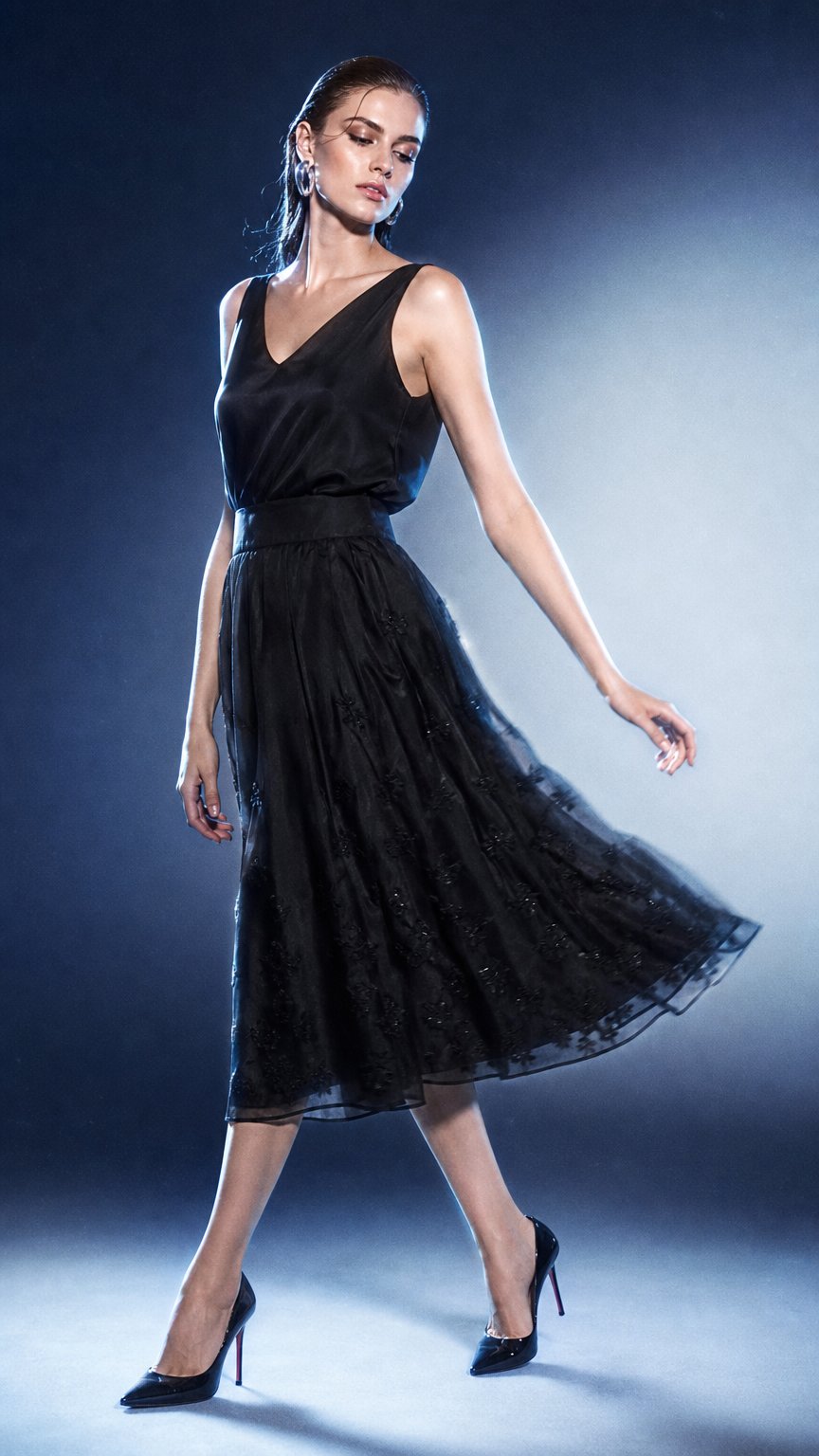 AI product shot of P(D)oodle Embroidered Skirt, Black