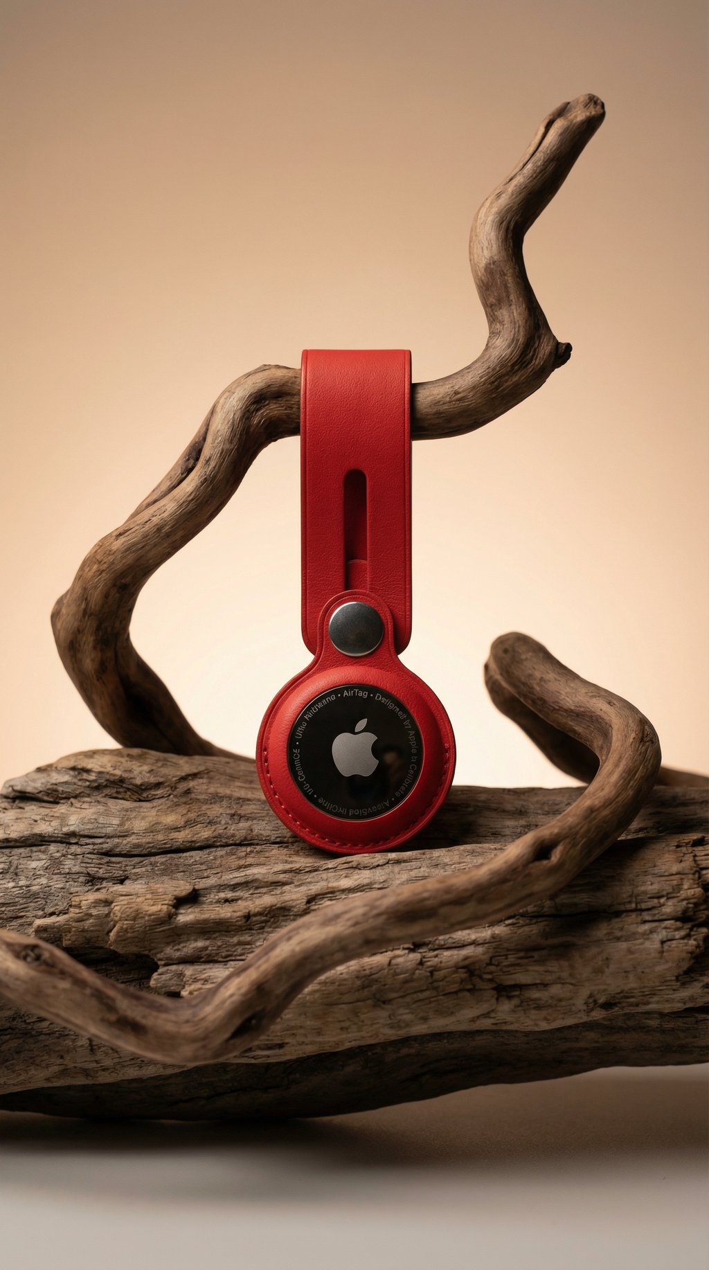 AI product shot of AirTag Leather Loop - (PRODUCT)RED