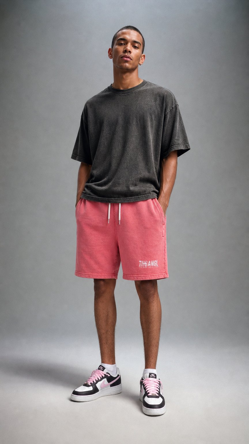 AI product shot of Washed Uniform Shorts - Pink