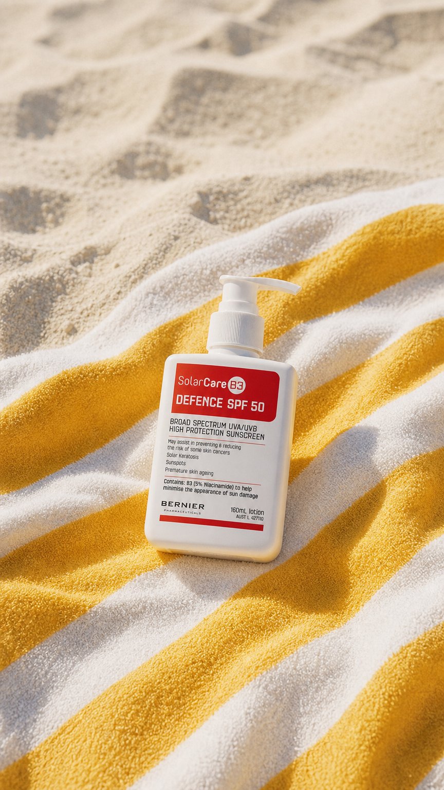 AI product shot of SolarCareB3 Defence SPF50 – 160mL