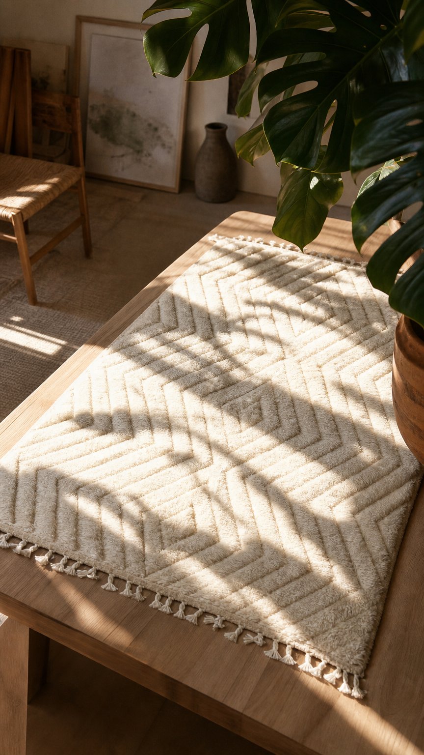 AI product shot of White Beni Ourain Rug – Tazult