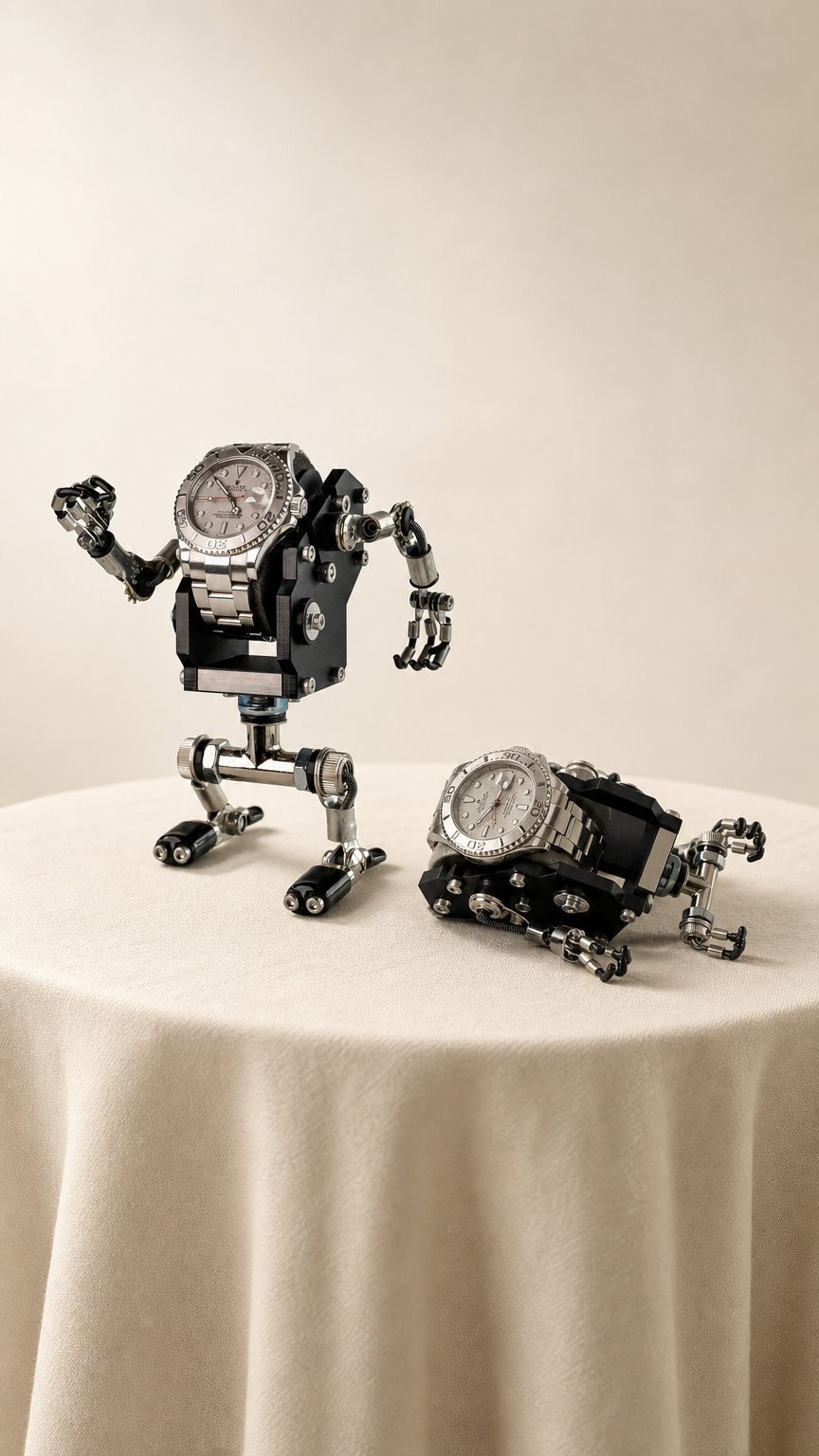 AI product shot of Robot Watch Stand “Mike”