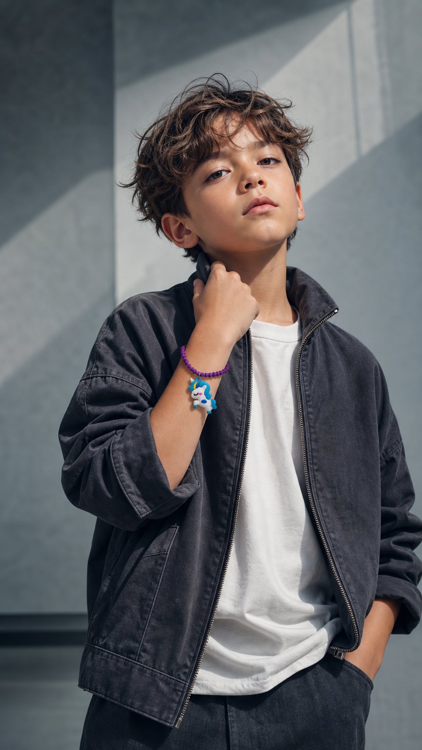 AI product shot of Small Unicorn Rubber Belt Kids Rakhi