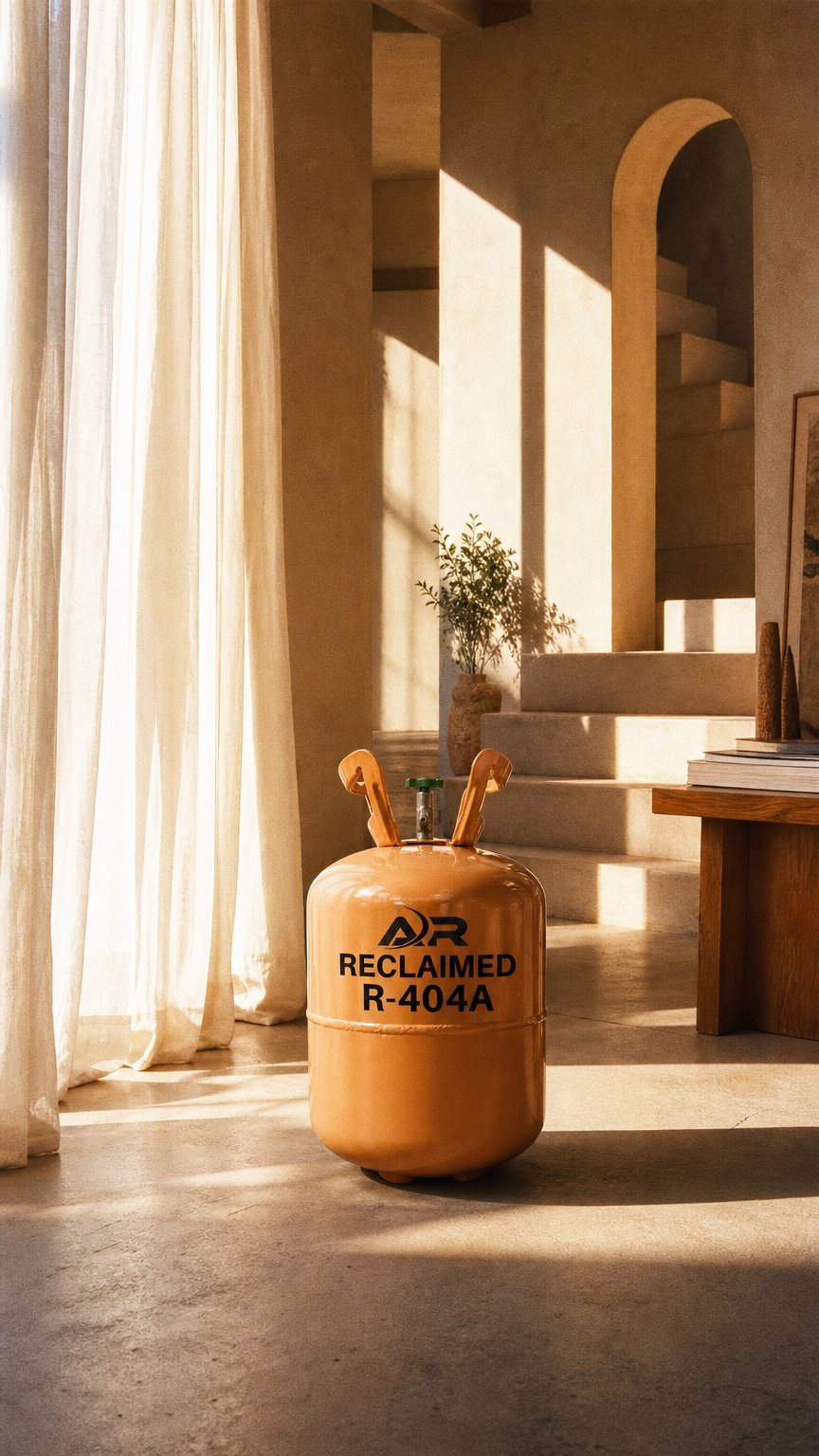 AI product shot of RECLAIMED R404A Refrigerant 24 lbs