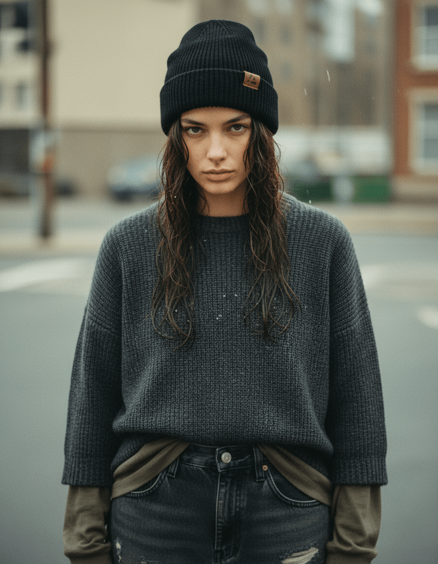 AI product shot of MERINO BEANIE WITH POLAR FLEECE