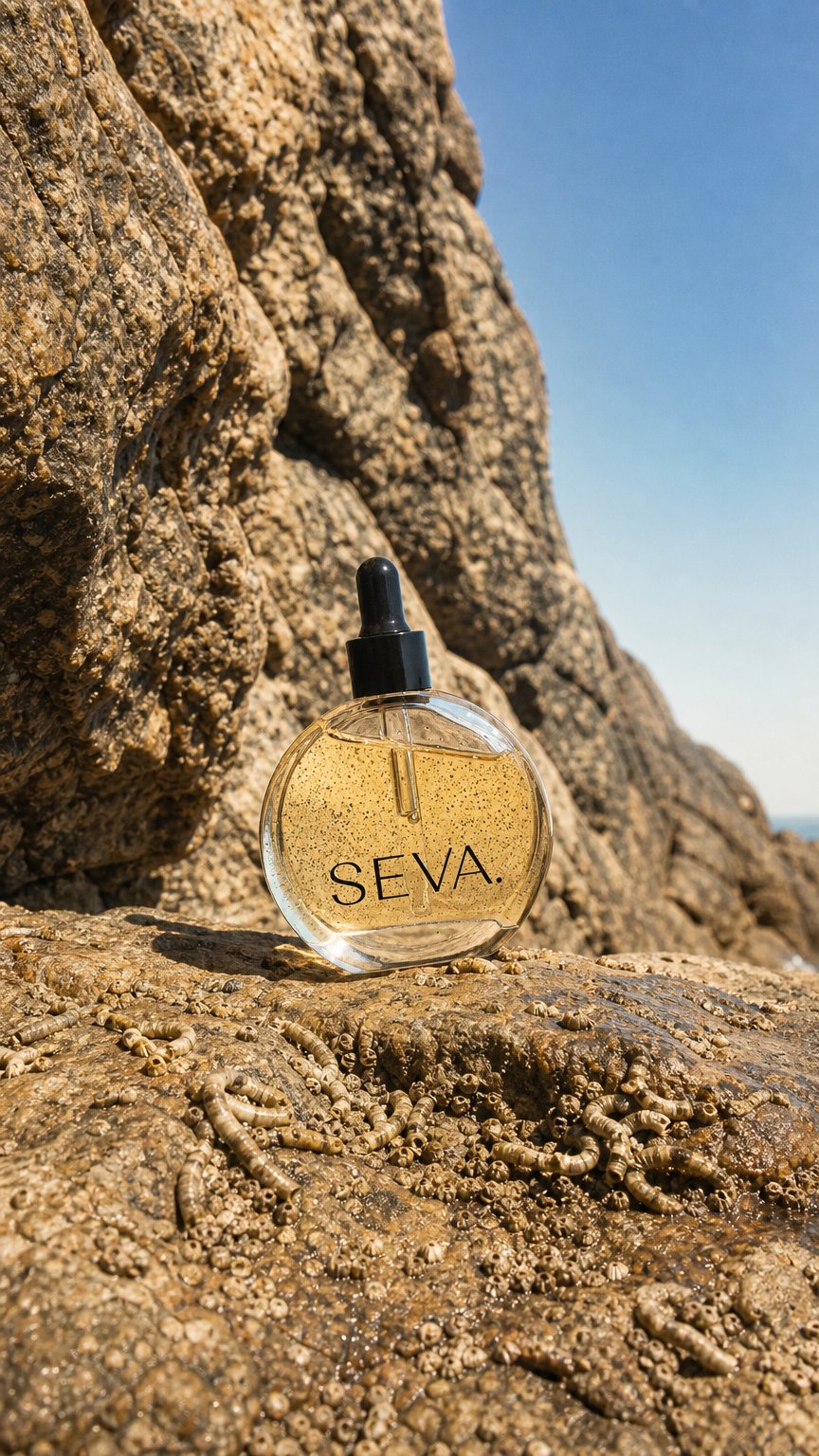 AI product shot of SEVA Hair Oil — For Stronger, Healthier Hair 50ml