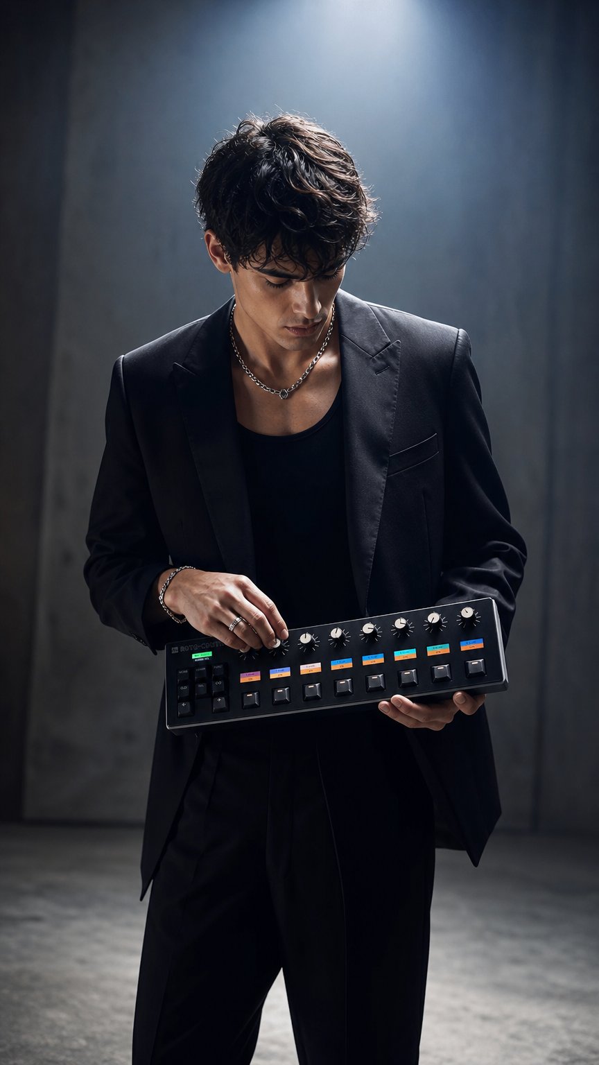 AI product shot of ROTO-CONTROL Motorized MIDI Controller