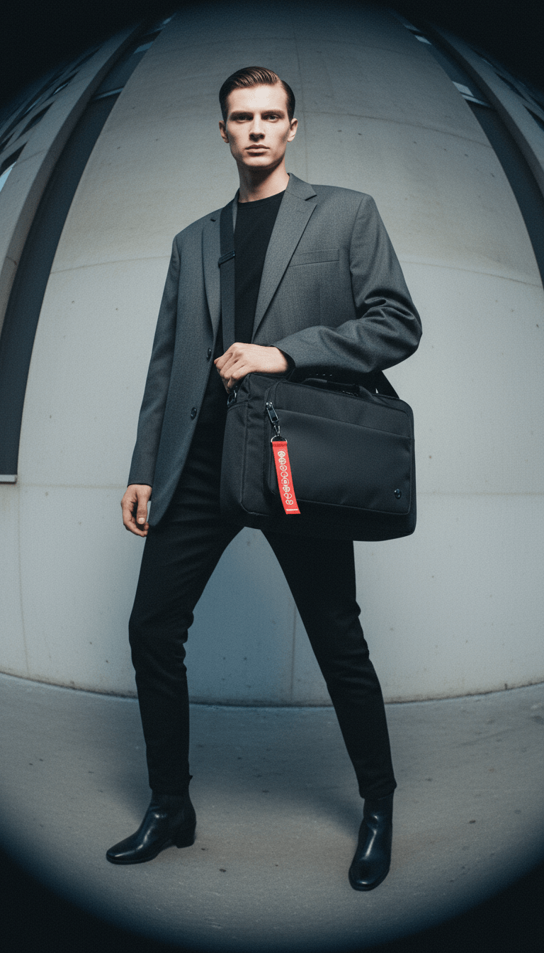 AI product shot of Sacoche ordinateur 15' noire BUSINESS - Taille XS - Aérial