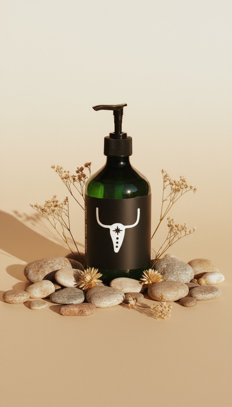 AI product shot of Hand & Body Wash, Ginger & Smoky Cardamom