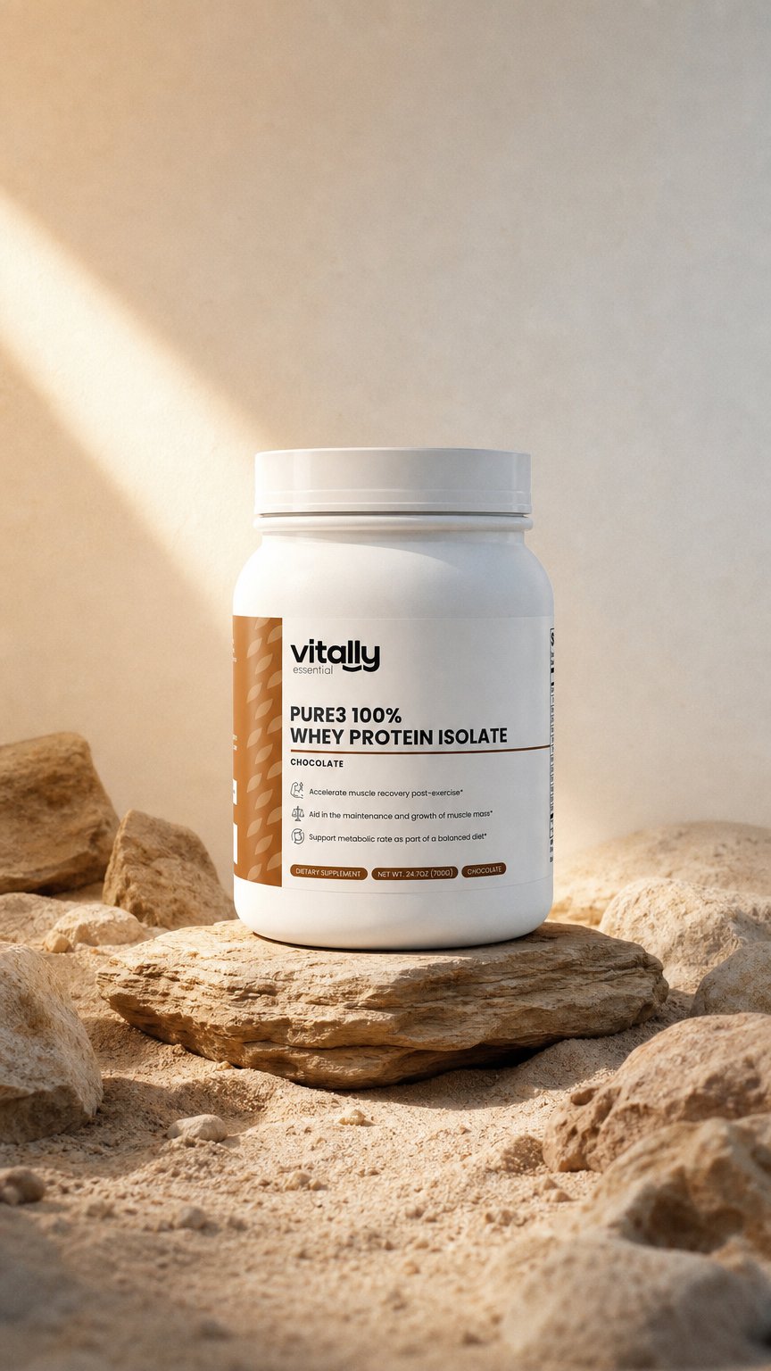 AI product shot of Pure3 100% Whey Protein Isolate (Chocolate)