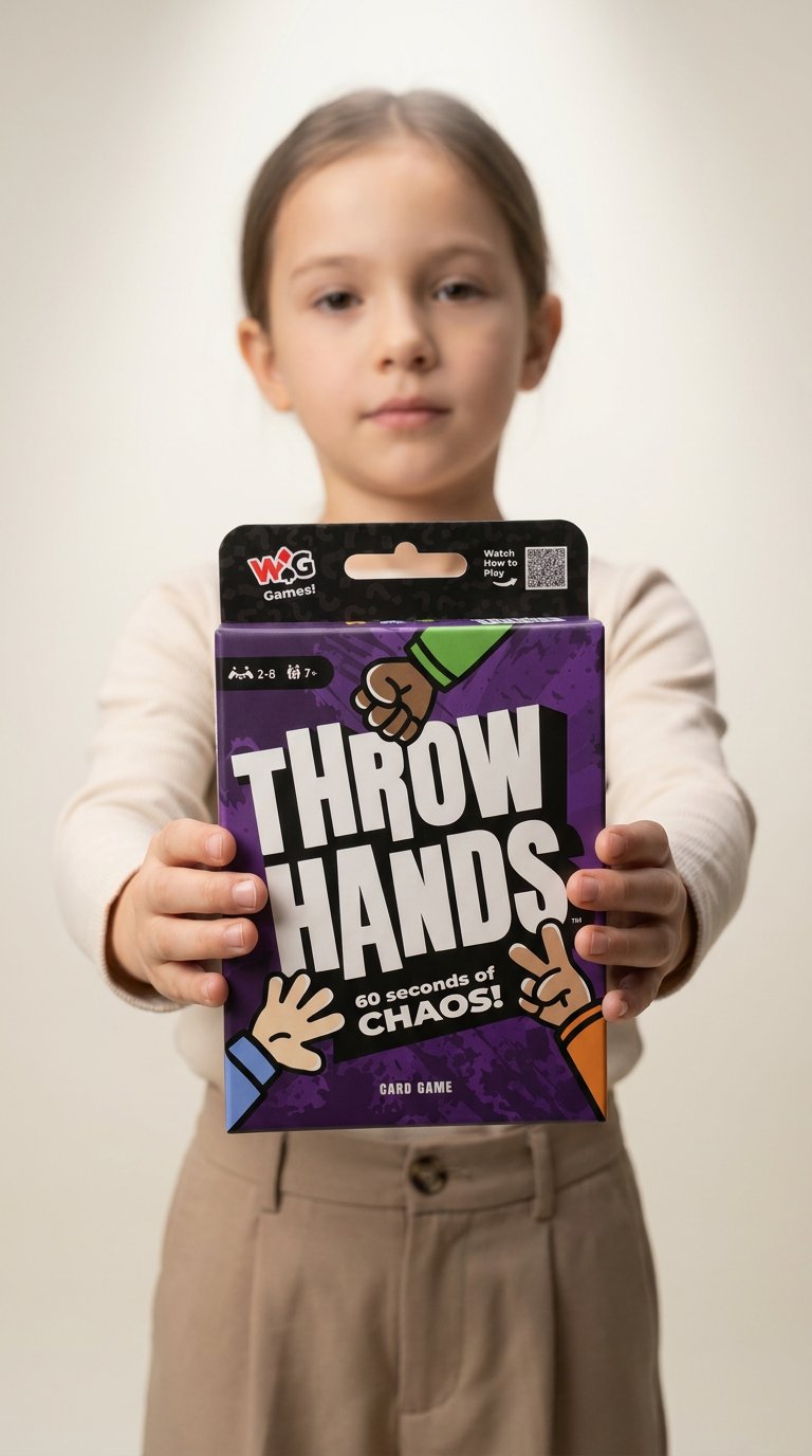 AI product shot of Throw Hands – The Absurdly Fast and Absolutely Chaotic Card-Shedding Game for 2 to 8 Players – 60 Second Card Game for Friends, Families, and Game Night – Ages 7+