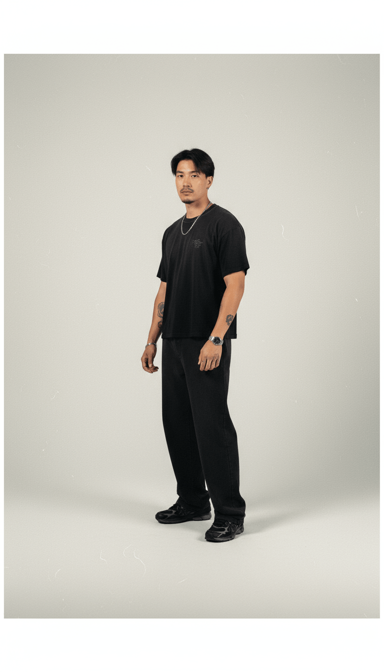 AI product shot of Hand Sprayed Lavender T-Shirt - Faded Black