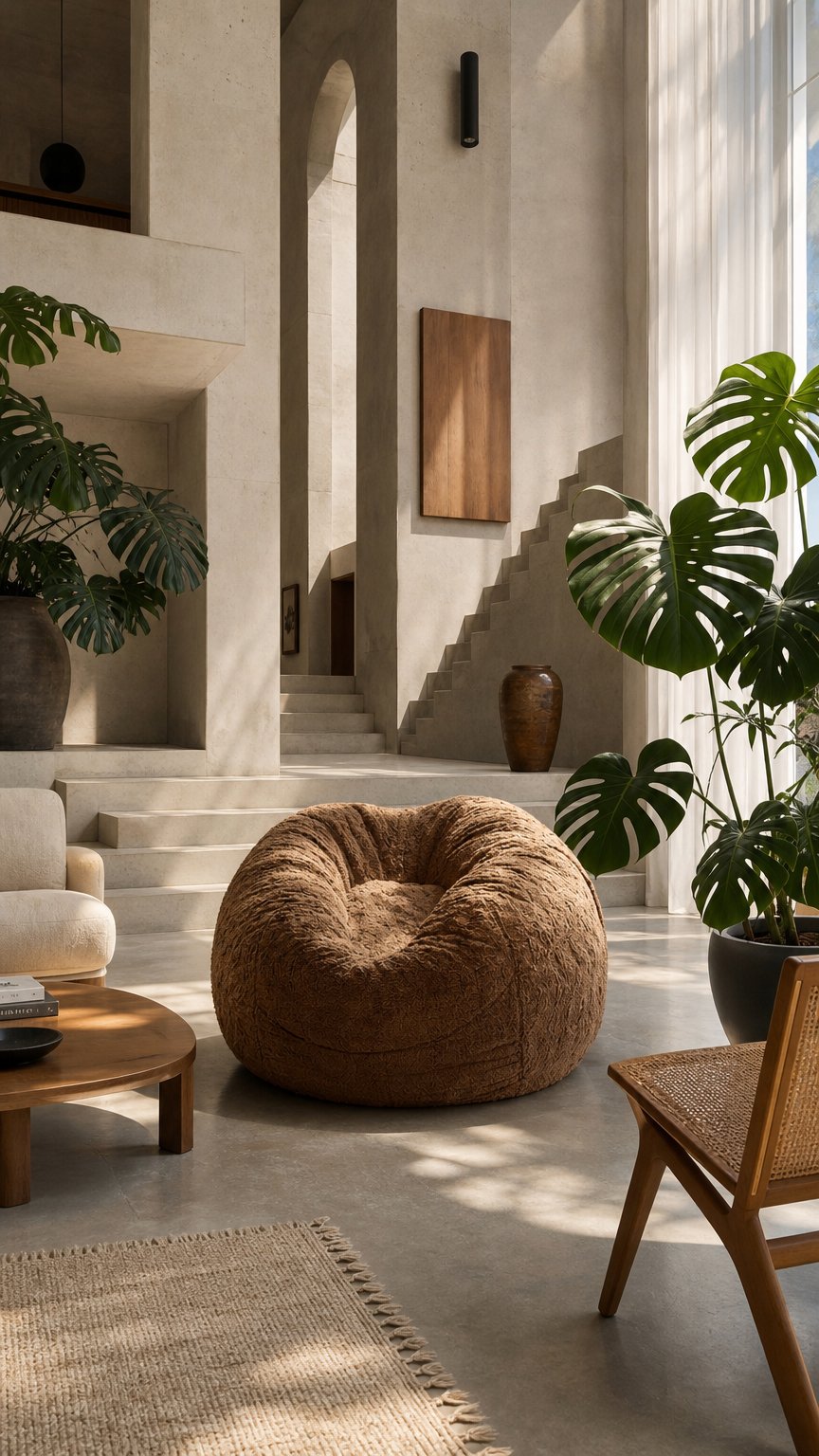 AI product shot of Giant 5ft Fluffy Faux Fur Bean Bag Cover without Filler