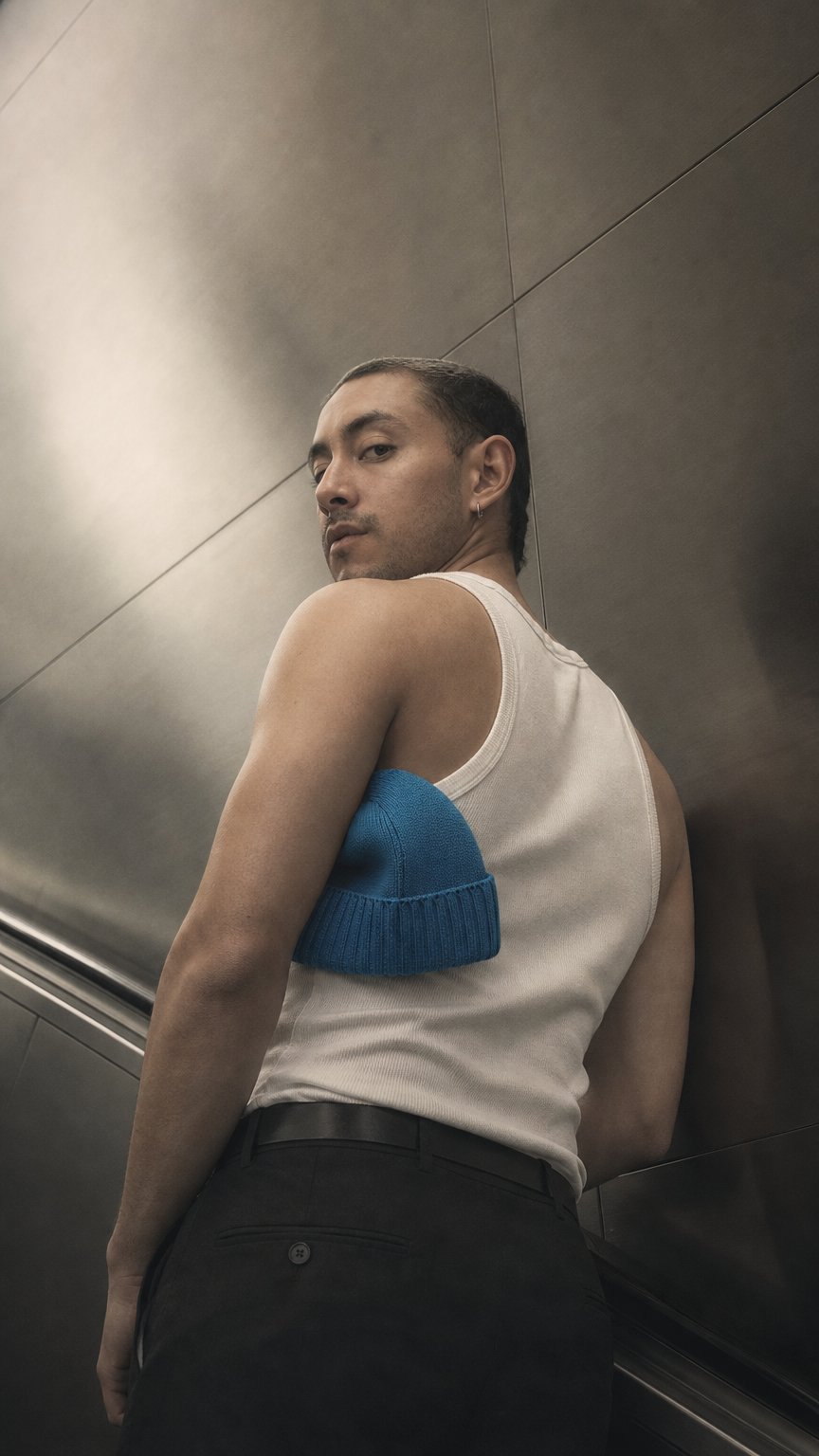 AI product shot of Arctic - Sommerbeanie aus Crêpe-Baumwolle