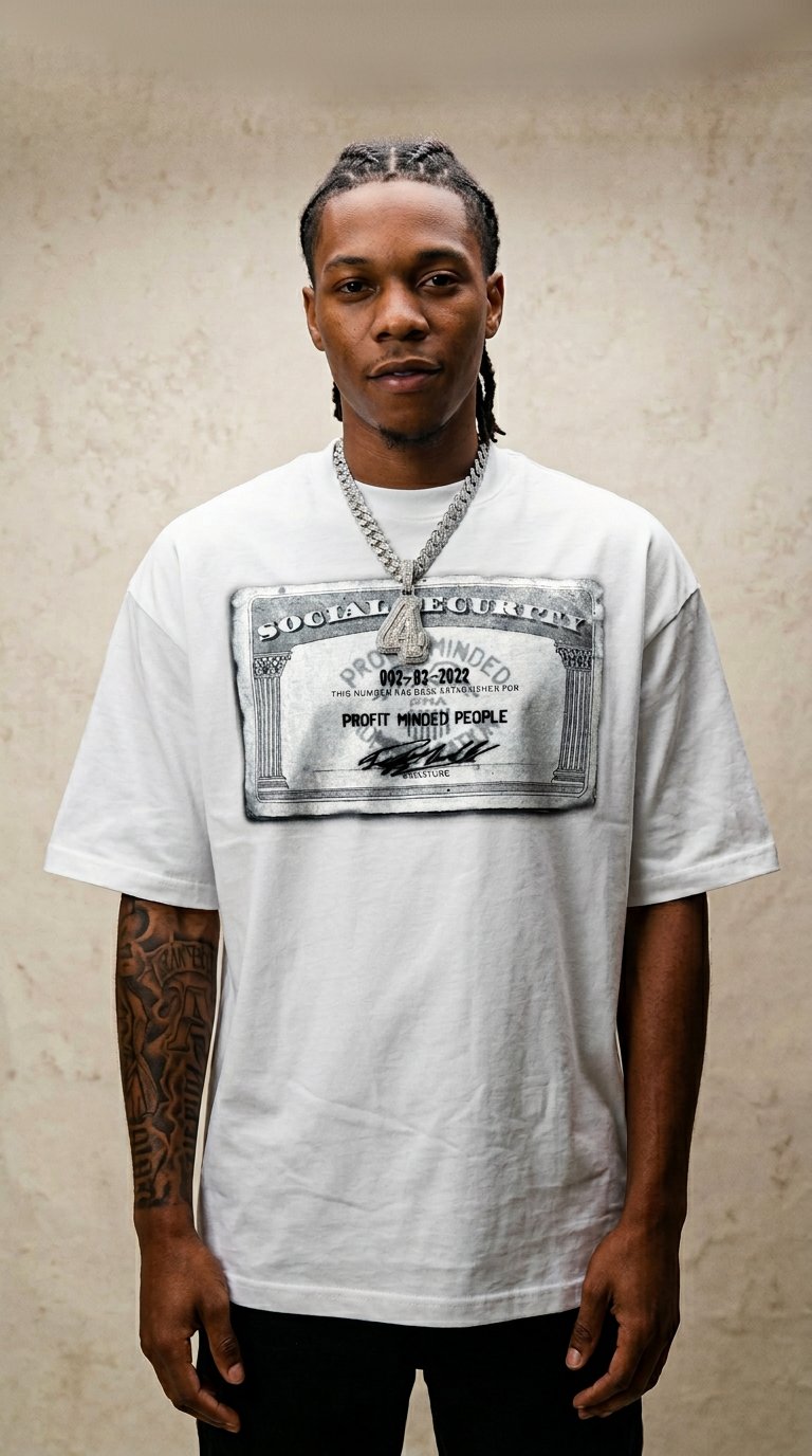 AI product shot of SSN TSHIRT