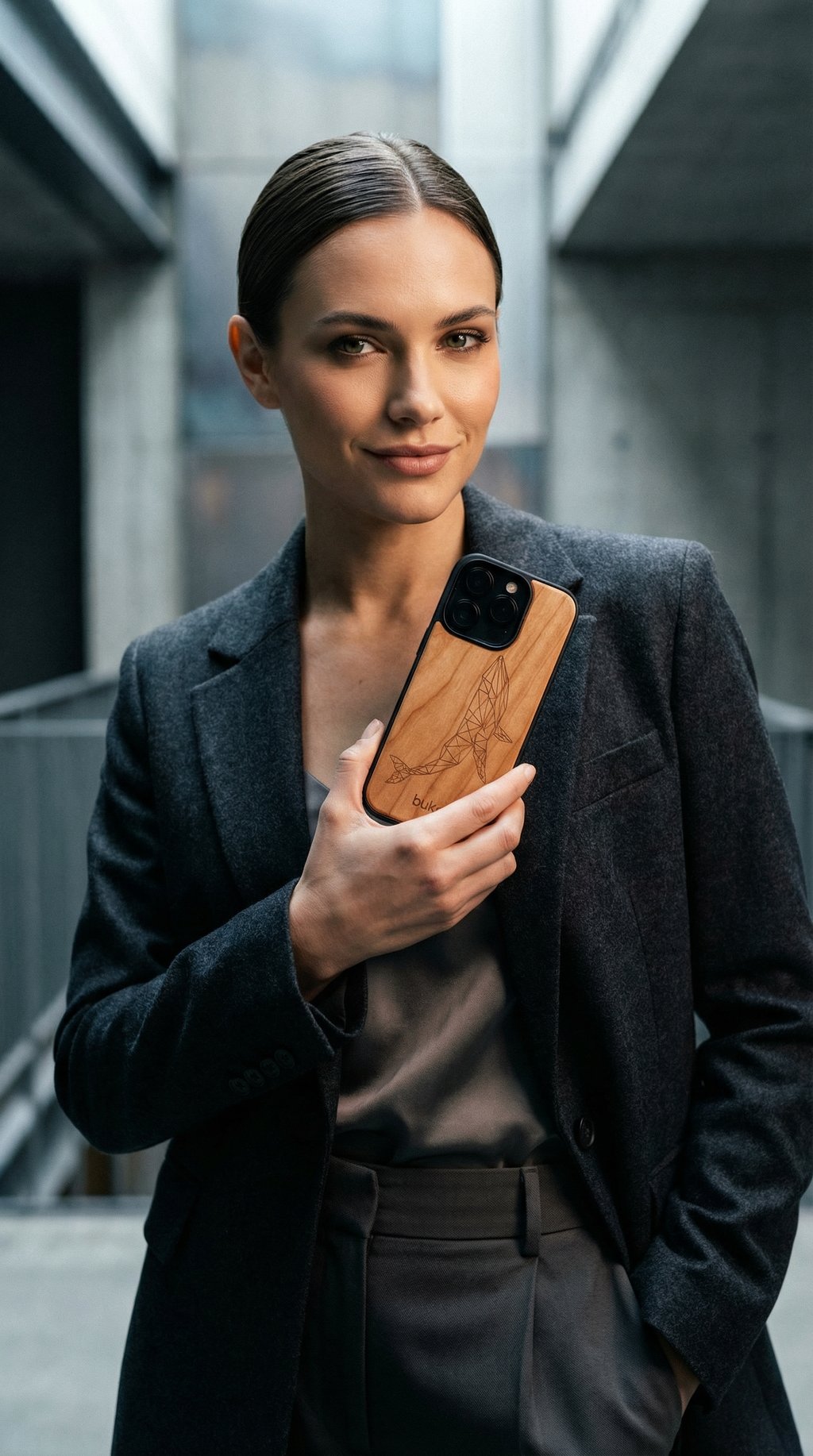AI product shot of Wooden Phone Cases