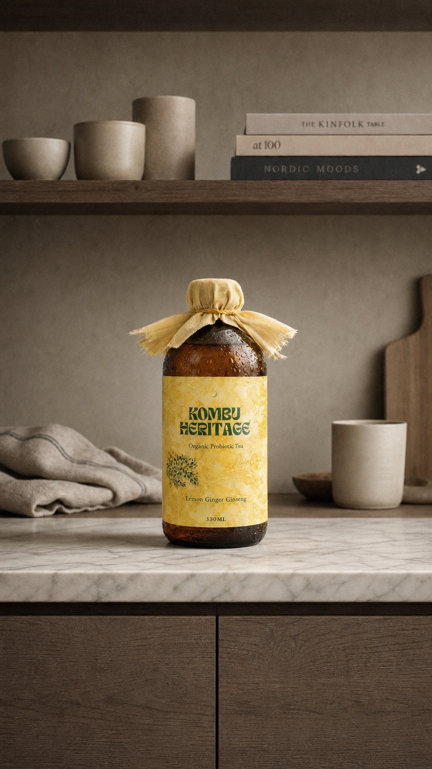 AI product shot of Lemon, Ginger & Ginseng