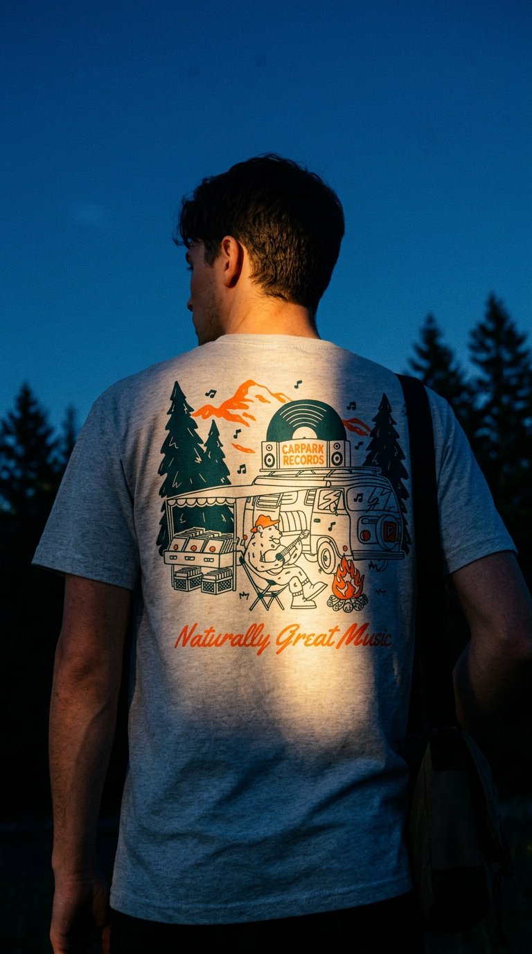 AI product shot of Camper Carpark Pocket Design T-Shirt