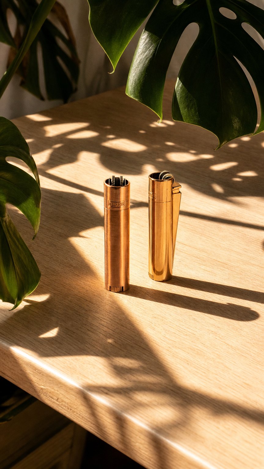 AI product shot of Clipper Feuerzeug aus Metall - Rose Gold