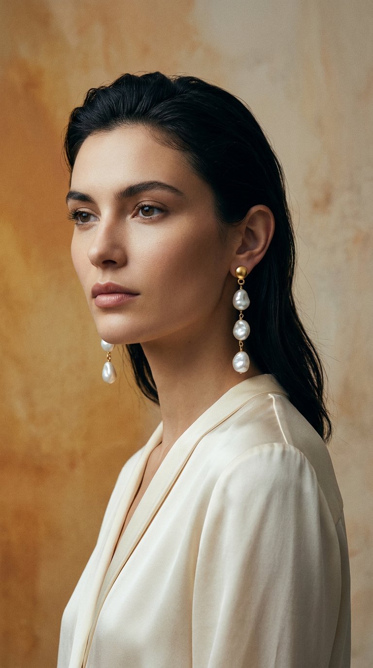 AI product shot of COCO PEARL DROP EARRING
