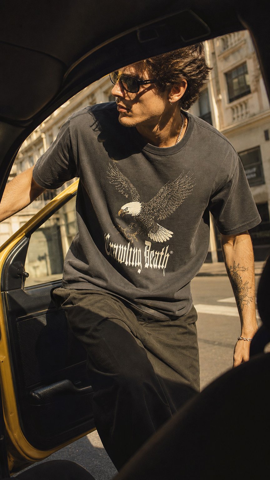 AI product shot of Eagle T-Shirt | Washed Black