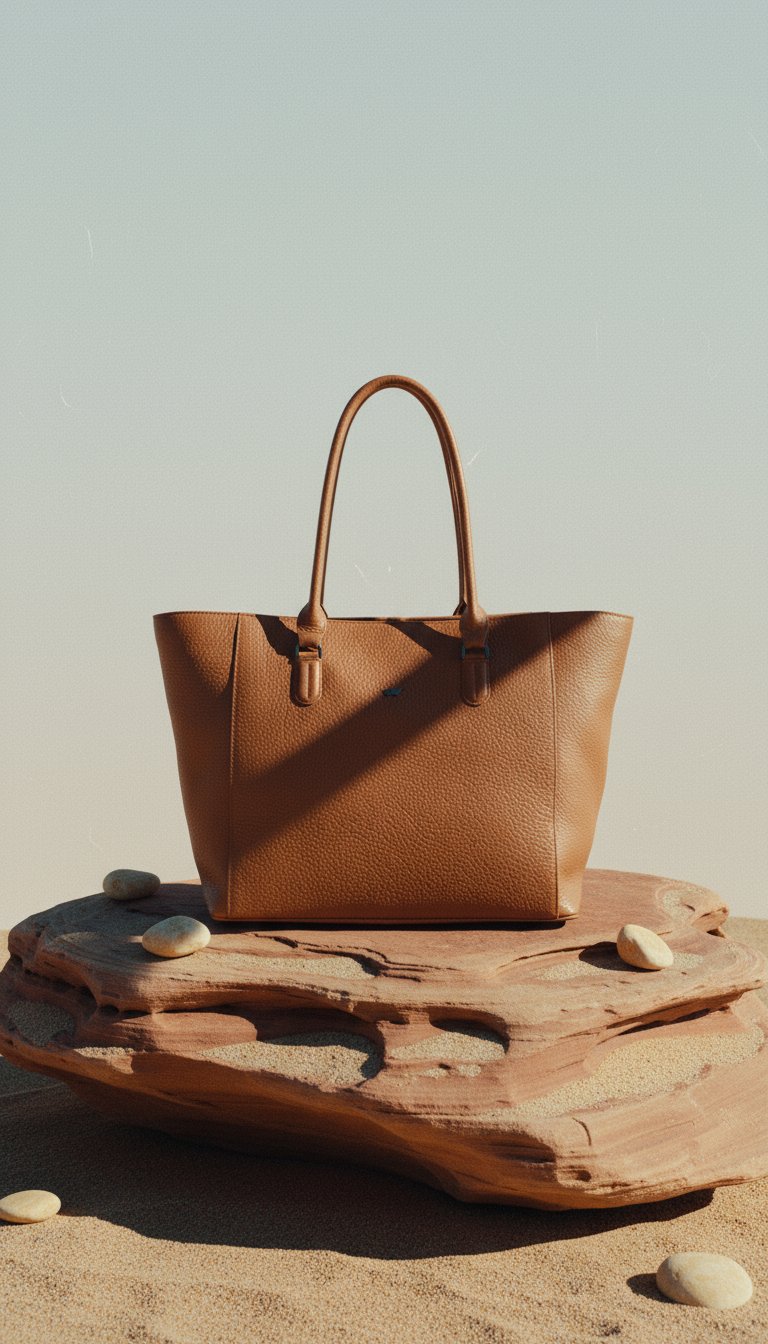 AI product shot of Shopper L HELENE cognac