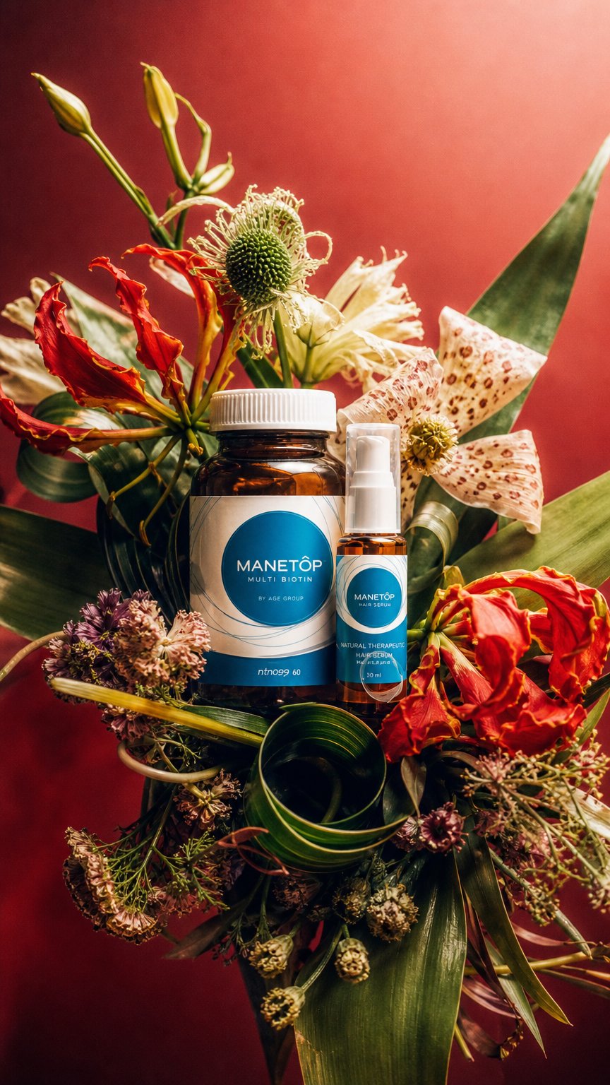 AI product shot of MANETÔP Multi Biotin + Serum