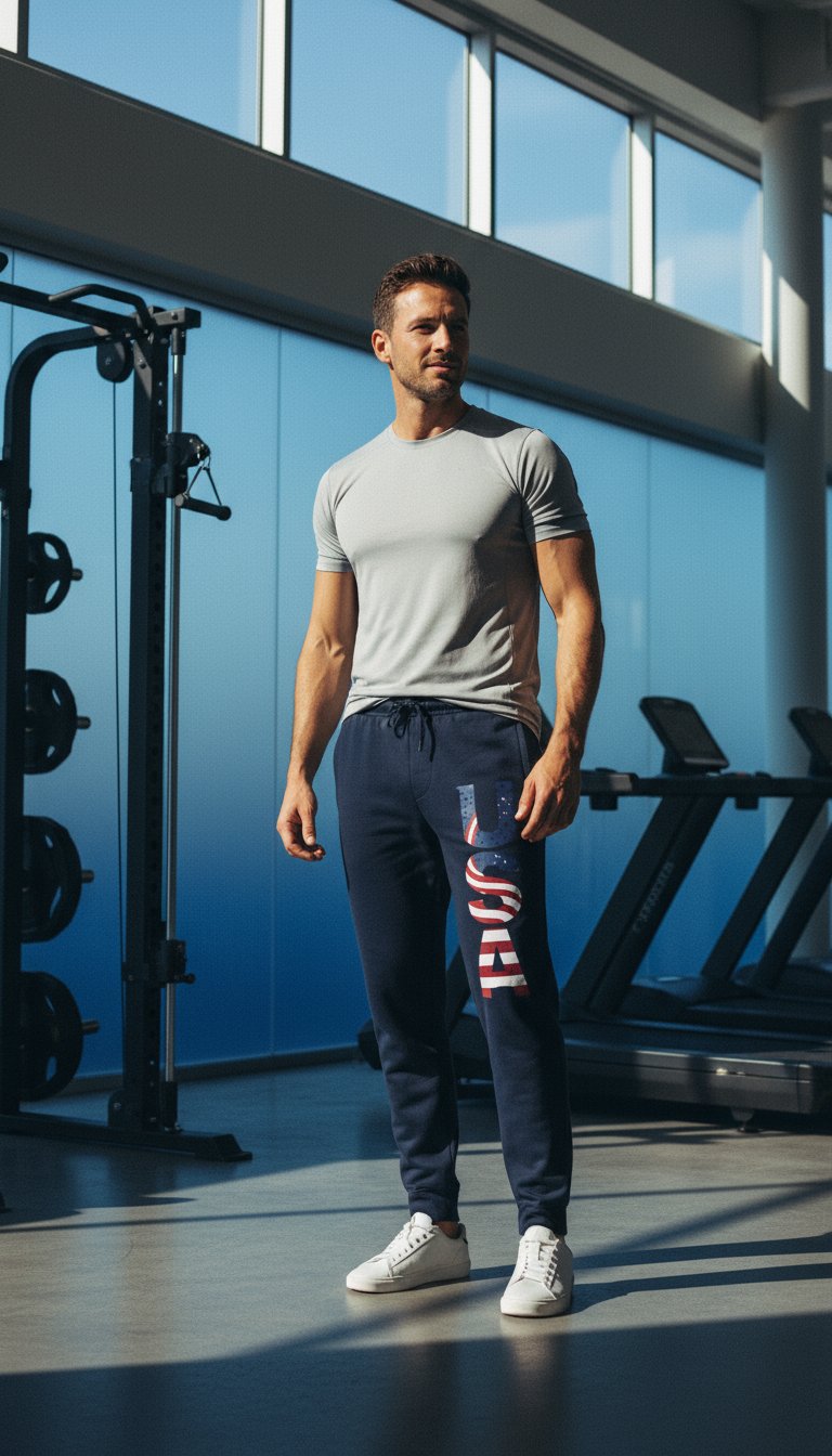AI product shot of USA Joggers
