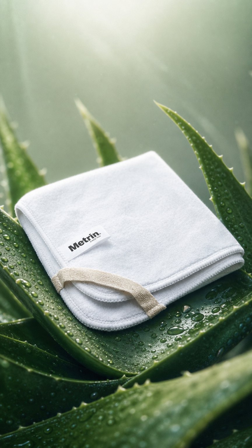 AI product shot of Metrin® Renew Your Face Towel
