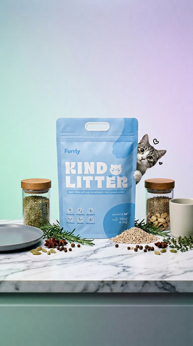 AI product shot of Furrly Natural Litter