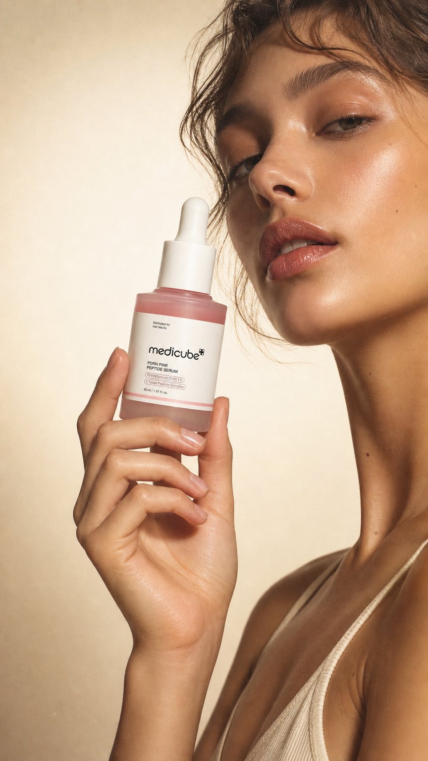 AI product shot of MEDICUBE PDRN Pink Peptide Serum 30ml