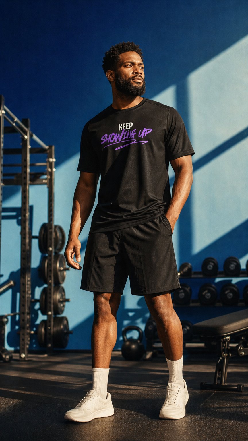 AI product shot of Keep Showing Up Sports Jersey - Black