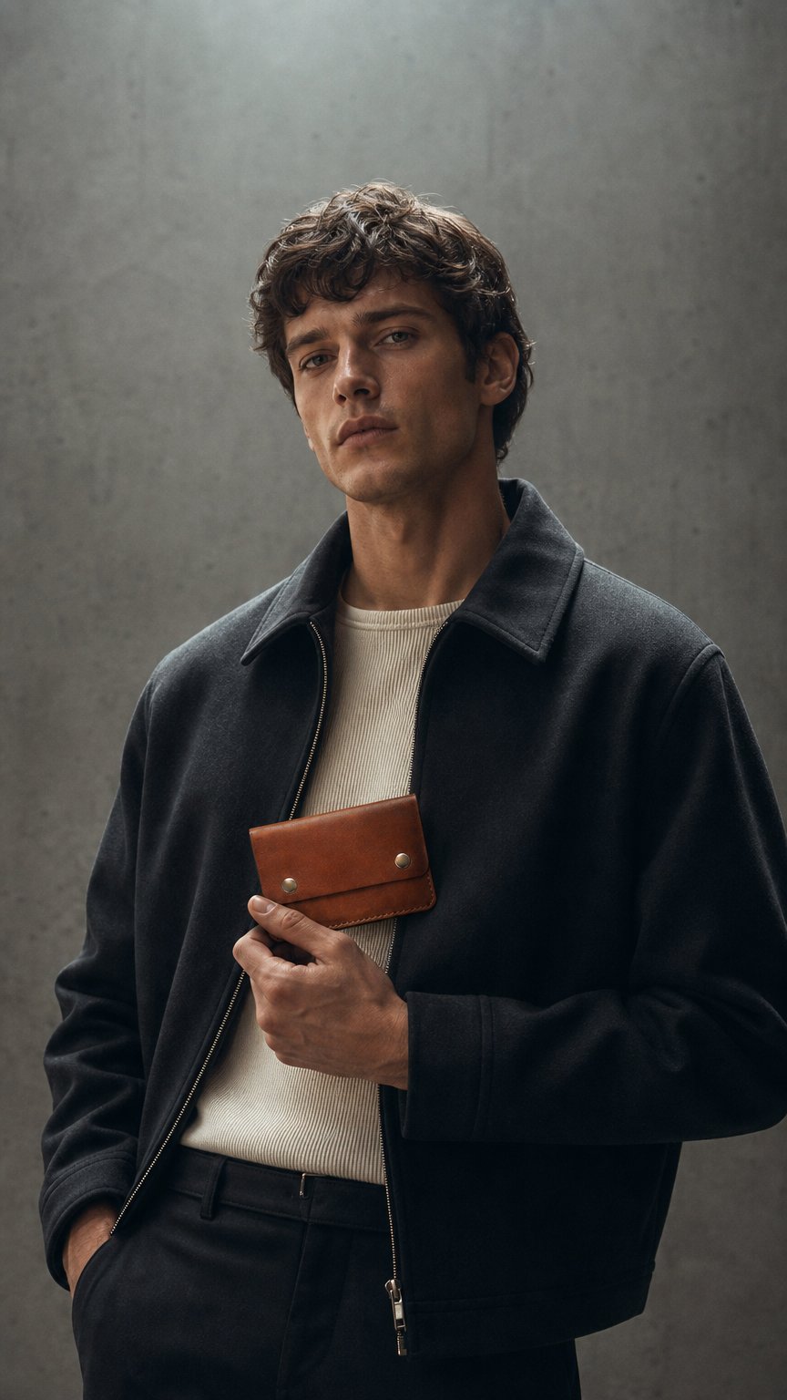 AI product shot of Slim Card Wallet in Buck Brown