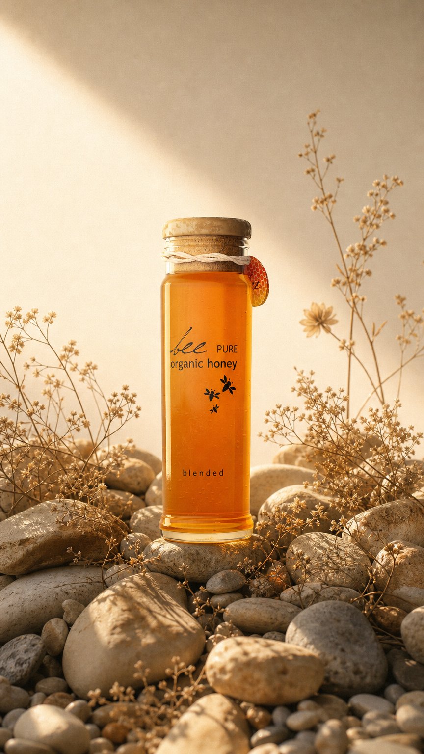 AI product shot of Honey Bottle Design