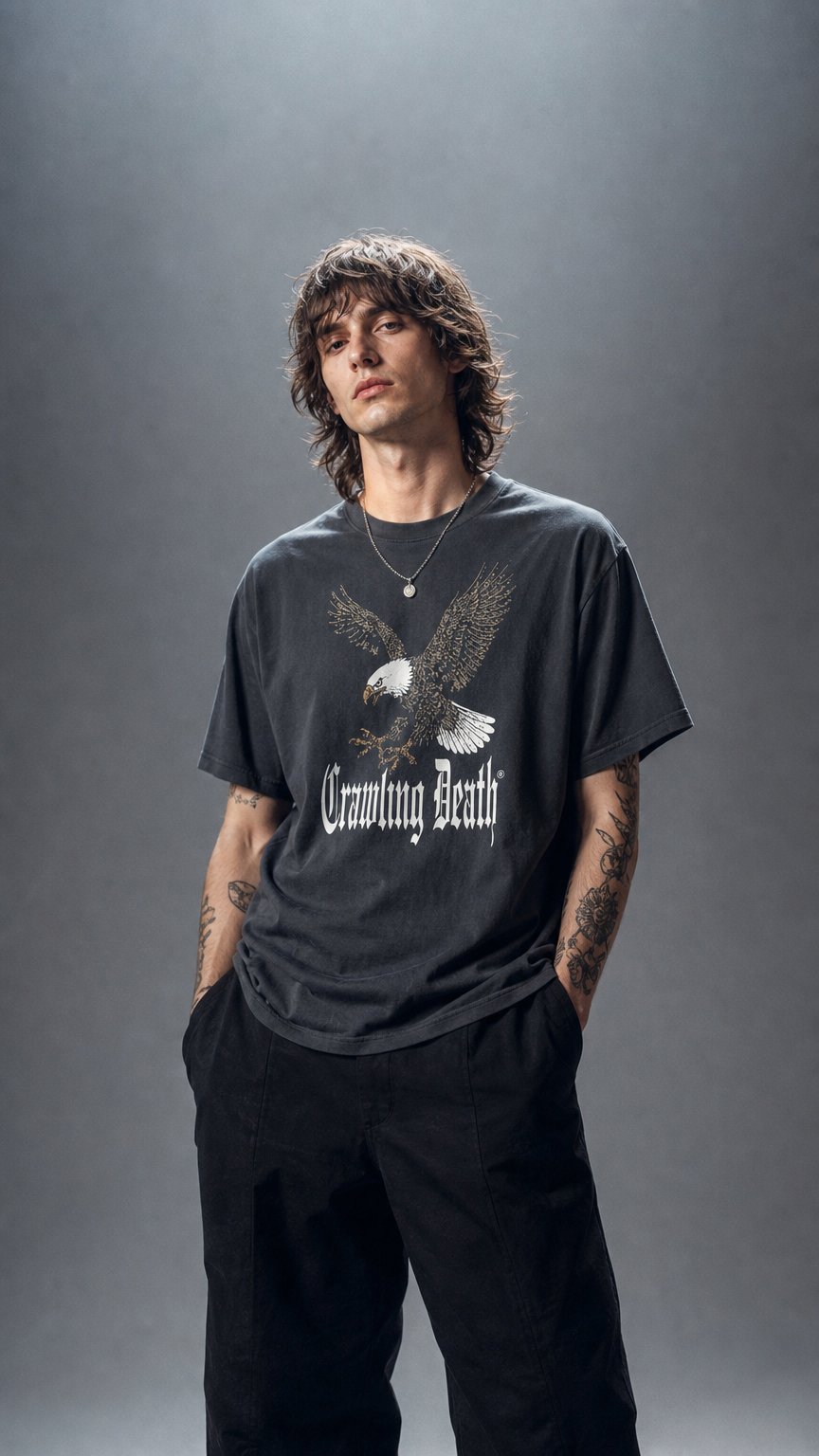 AI product shot of Eagle T-Shirt | Washed Black