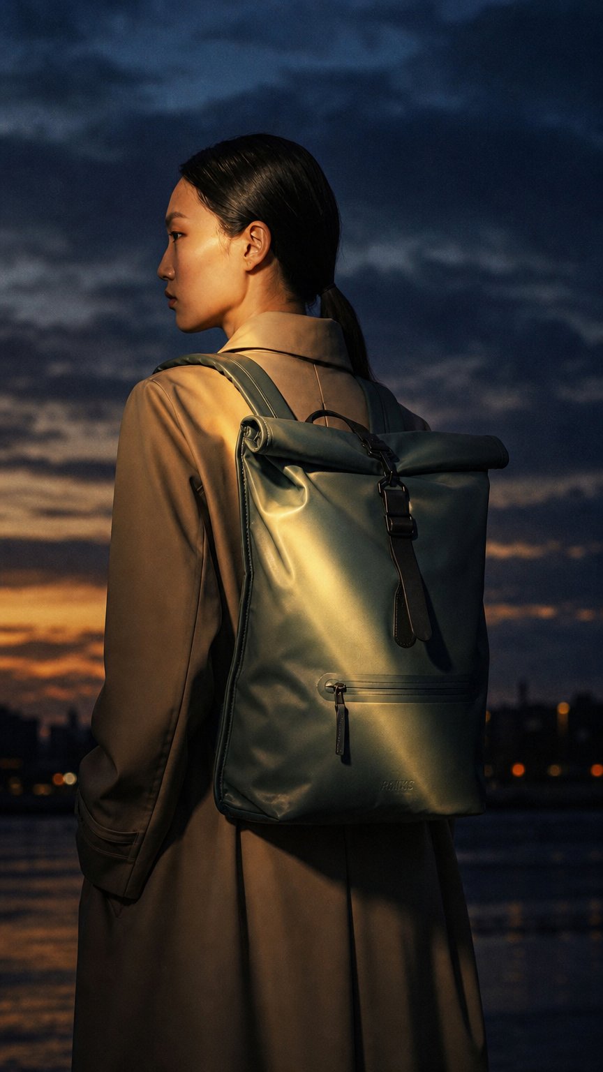 AI product shot of Rolltop Rucksack