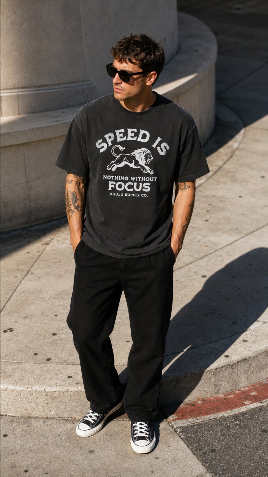 AI product shot of LION OVERSIZED TEE