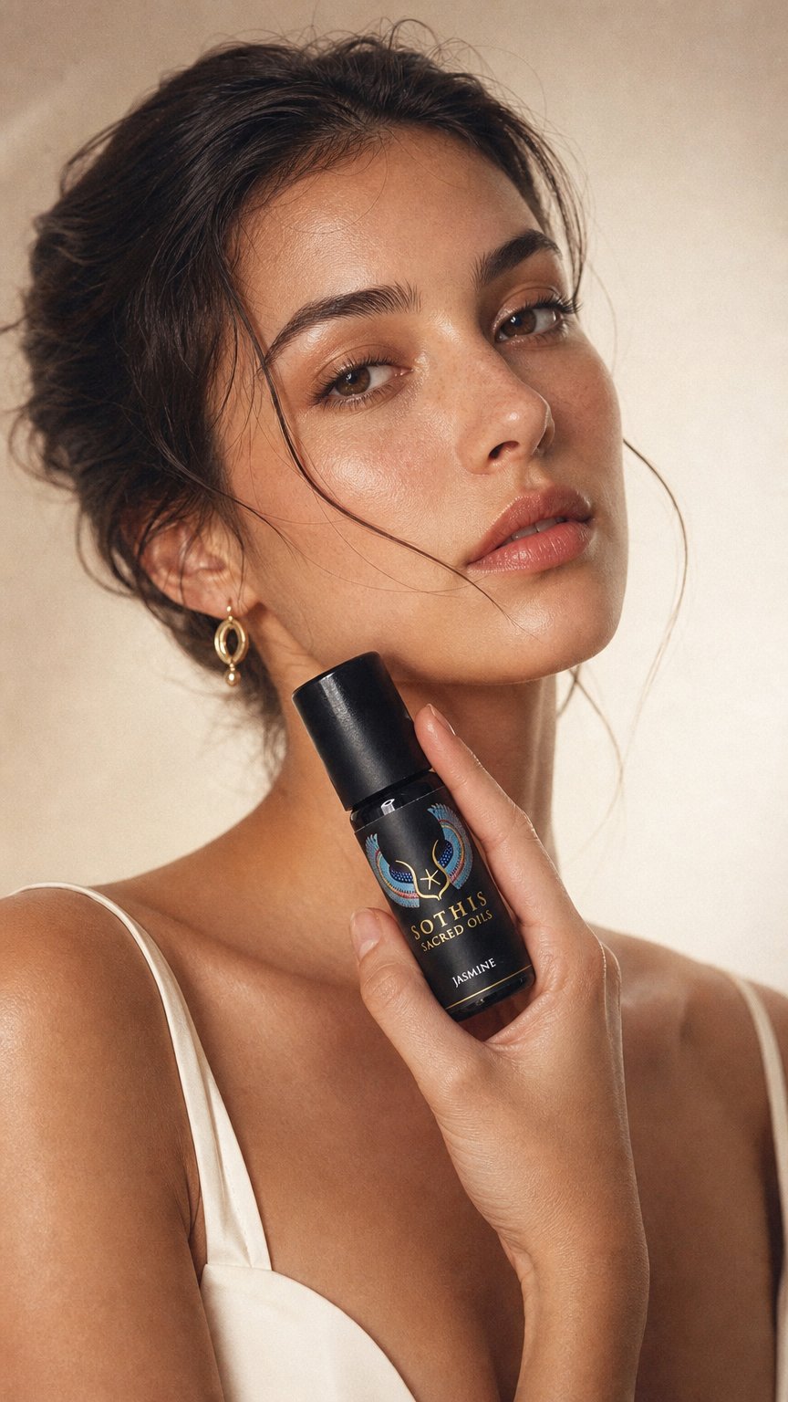 AI product shot of Jasmine Sacred Oil