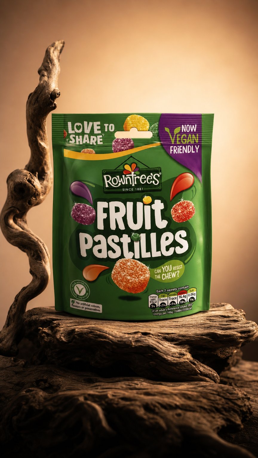 AI product shot of Rowntrees Fruit Pastille Pouch 143g