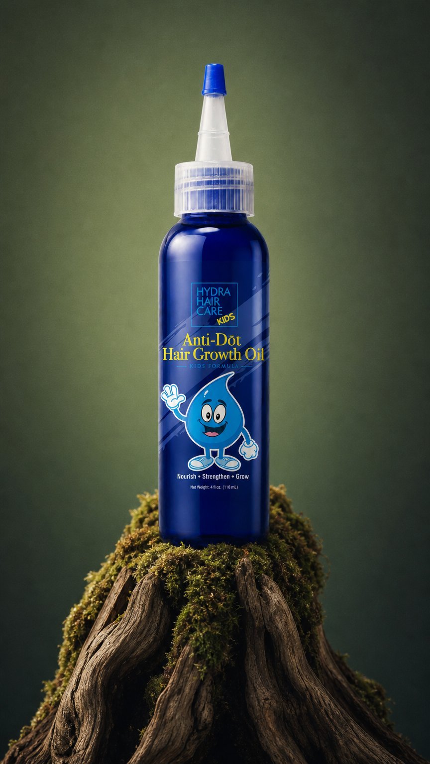 AI product shot of Kid’s Formula Anti-Dōt Nourishing Hair Growth Oil 4 oz