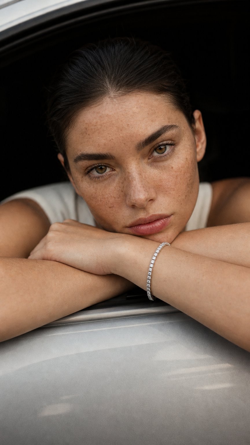 AI product shot of NATURAL WHITE DIAMOND TENNIS BRACELET