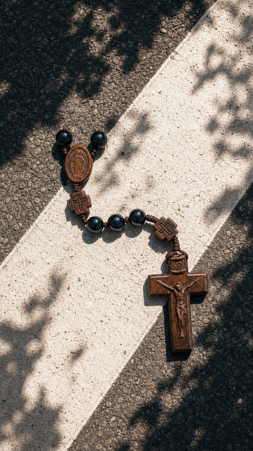 AI product shot of The St. Michael Onyx Rosary