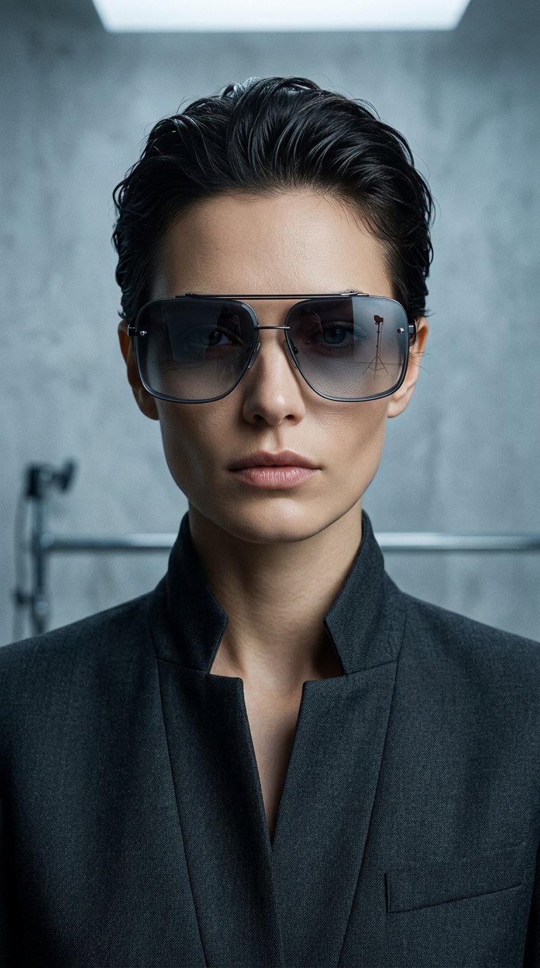 AI product shot of Bella Midnight - Tangle Free Aviator Sunglasses