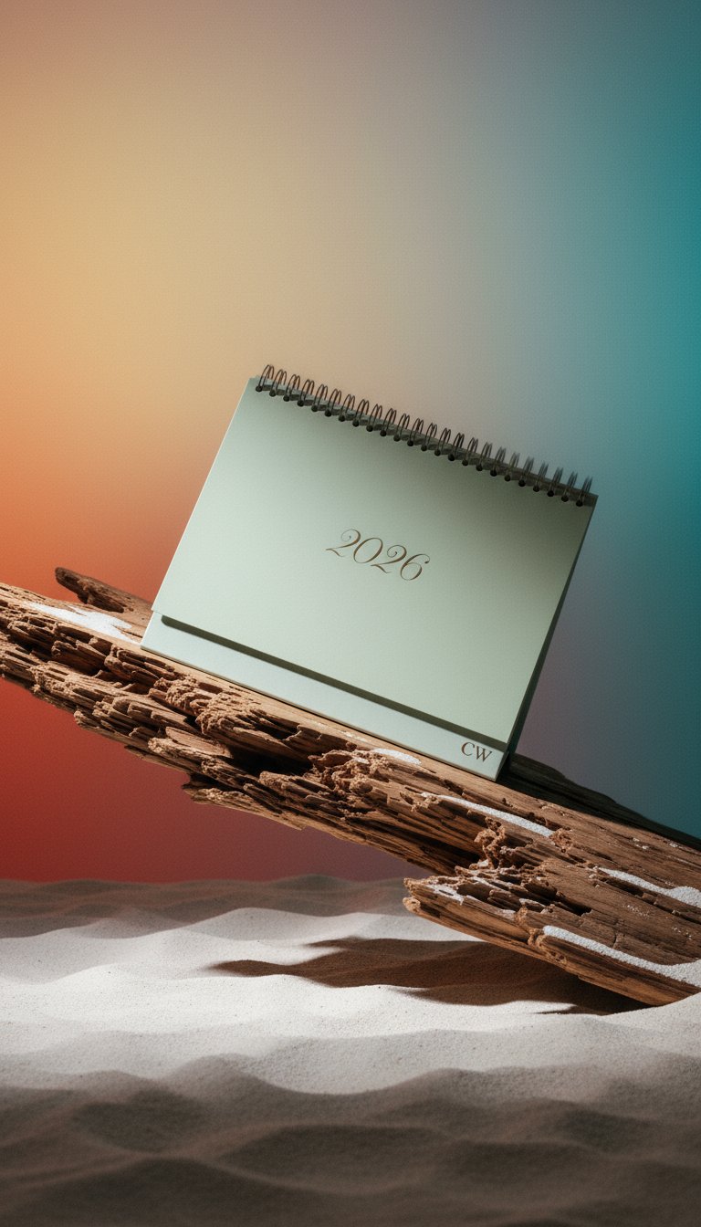 AI product shot of Personalised 2026 Desk Calendar - Light Green