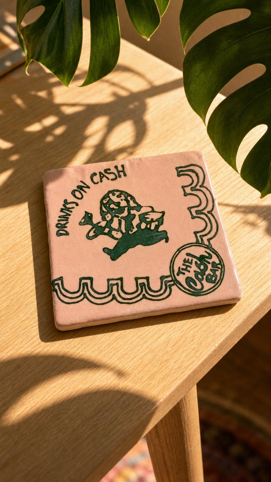 AI product shot of Cash Bar Coaster